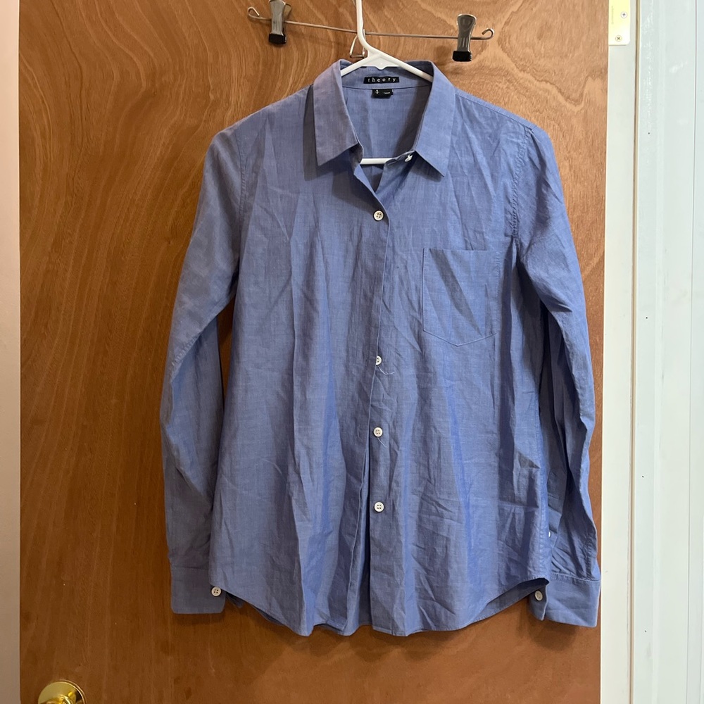 Theory Women’s small Blue Long Sleeve Dress Shirt